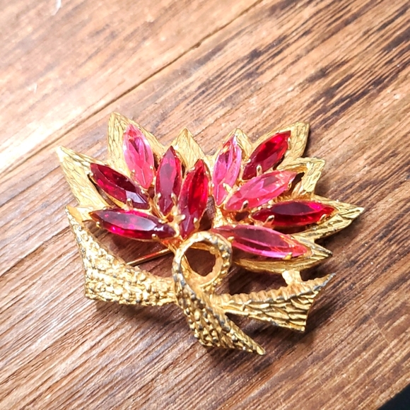 B814 stunning openwork cherry blossom fields brooch vintage‎ estate rare find!